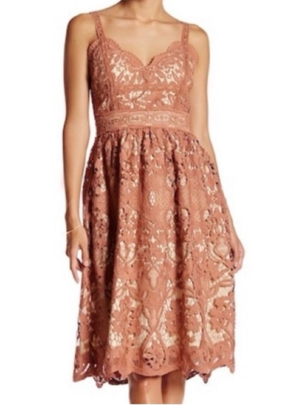 Champagne & Strawberries Blush Pink Lace Dress Medium Homecoming